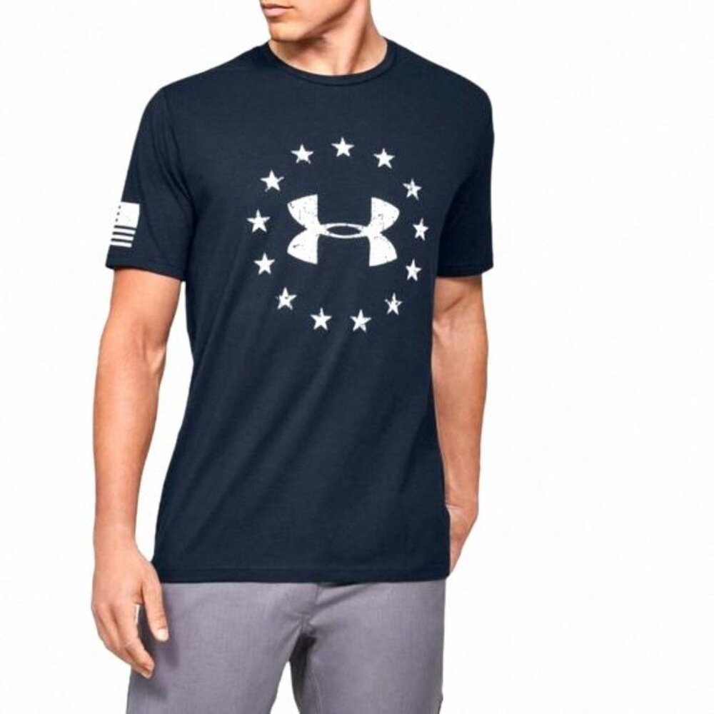 💖MEGA SALE💖 Under Armour Men Shirt Freedom Navy Short 1317525-408 L M Sleev